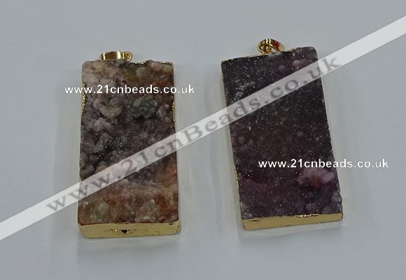 NGP8529 25*50mm - 27*53mm rectangle druzy agate pendants