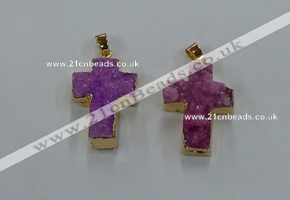 NGP8535 22*30mm - 25*35mm cross druzy agate pendants wholesale