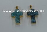 NGP8537 22*30mm - 25*35mm cross druzy agate pendants wholesale