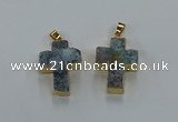 NGP8538 22*30mm - 25*35mm cross druzy agate pendants wholesale