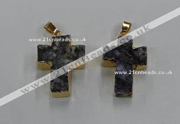 NGP8540 22*30mm - 25*35mm cross druzy agate pendants wholesale