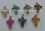 NGP8541 22*30mm - 25*35mm cross druzy agate pendants wholesale