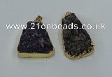 NGP8550 25*33mm - 30*35mm trapezoid druzy agate pendants