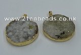 NGP8553 38mm - 40mm flat round druzy agate pendants wholesale