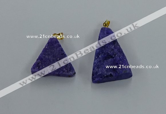 NGP8576 18*25mm - 25*40mm triangle druzy agate pendants wholesale