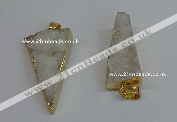 NGP8593 13*40mm - 20*35mm triangle druzy agate pendants wholesale