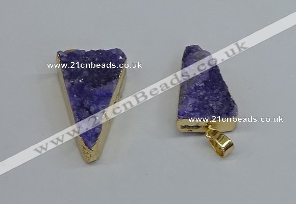 NGP8595 13*40mm - 20*35mm triangle druzy agate pendants wholesale