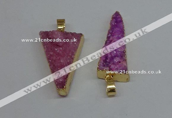 NGP8596 13*40mm - 20*35mm triangle druzy agate pendants wholesale