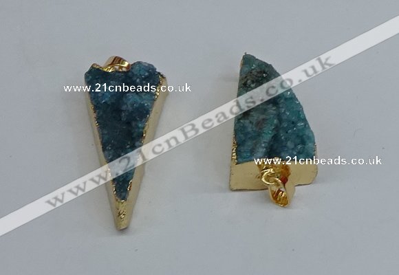 NGP8599 13*40mm - 20*35mm triangle druzy agate pendants wholesale