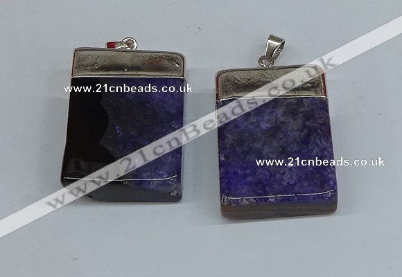 NGP8679 26*36mm rectangle druzy agate pendants wholesale