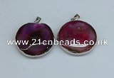 NGP8700 38mm - 40mm flat round agate pendants wholesale