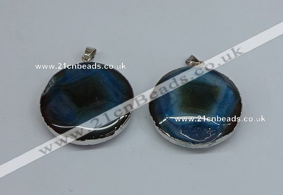 NGP8701 38mm - 40mm flat round agate pendants wholesale