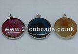 NGP8704 38mm - 40mm flat round agate pendants wholesale