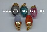 NGP8752 17*30mm rice agate gemstone pendants wholesale