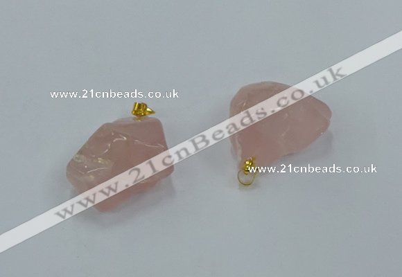 NGP8856 20*25mm - 30*40mm nuggets rose quartz pendants wholesale