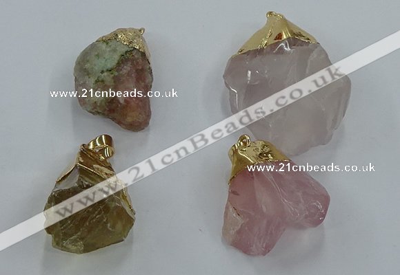 NGP8868 20*25mm - 30*40mm nuggets mixed quartz gemstone pendants