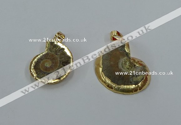 NGP8872 22*26mm - 30*35mm carved ammonite gemstone pendants