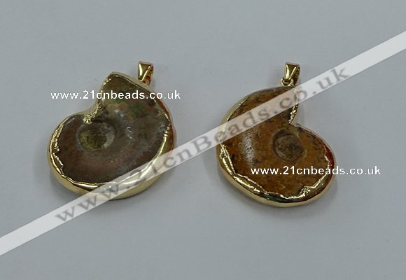 NGP8874 22*26mm - 30*35mm carved ammonite gemstone pendants