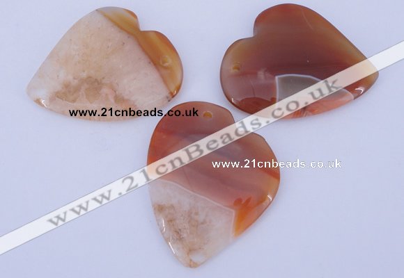 NGP894 5PCS 42*50mm heart agate druzy geode gemstone pendants