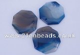 NGP907 5PCS 40*40mm octagonal agate druzy geode gemstone pendants