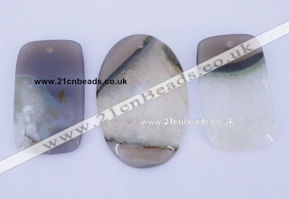 NGP910 5PCS 30-40mm*50-55mm mixed shape agate druzy geode gemstone pendants