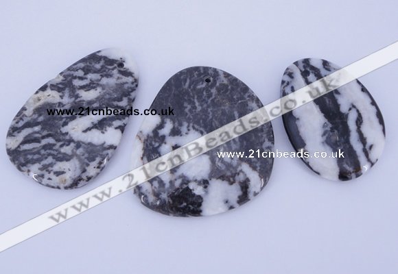 NGP948 5PCS 30-48mm*45-60mm freeform zebra jasper gemstone pendants