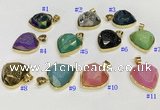 NGP9600 20mm faceted heart plated druzy agate pendants