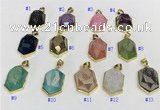 NGP9606 18*25mm faceted hexagon plated druzy agate pendants