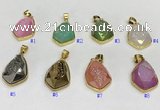 NGP9609 18*25mm faceted teardrop plated druzy agate pendants