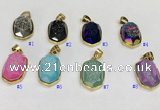 NGP9610 15*22mm faceted oval plated druzy agate pendants