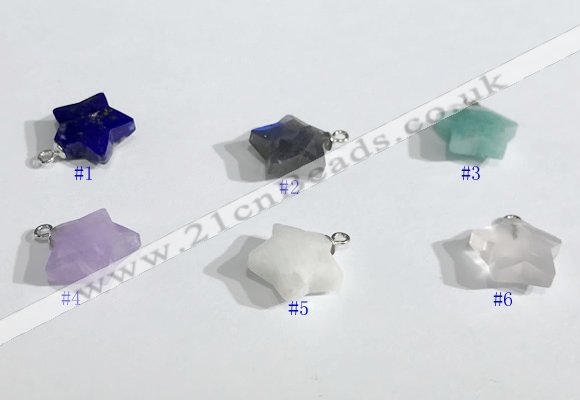 NGP9701 12mm faceted star  mixed gemstone pendants wholesale
