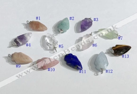 NGP9708 9*15mm arrowhead-shaped  mixed gemstone pendants wholesale