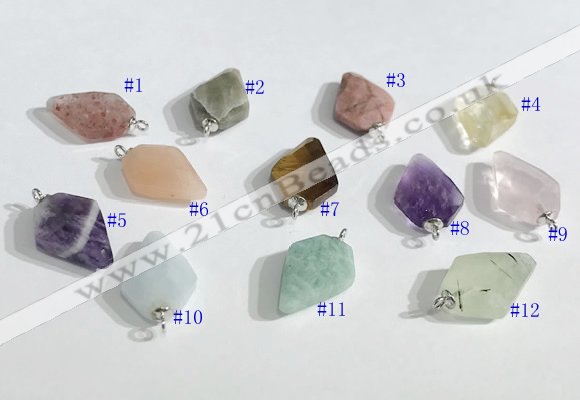 NGP9709 11*15mm arrowhead-shaped  mixed gemstone pendants wholesale