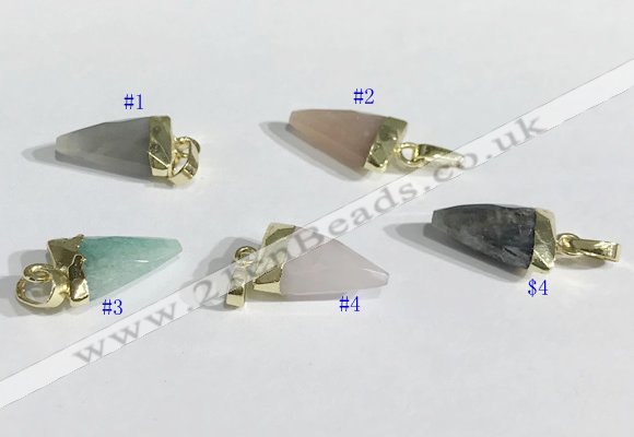 NGP9719 11*16mm arrowhead-shaped  mixed gemstone pendants wholesale