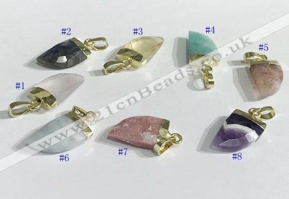 NGP9721 11*16mm horn-shaped  mixed gemstone pendants wholesale