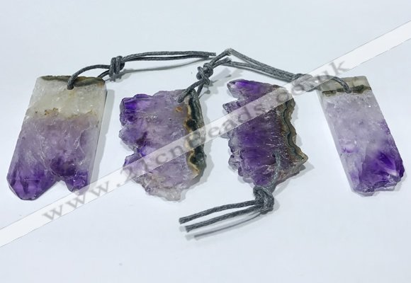 NGP9754 20*40mm-25*45mm freeform amethyst pendants wholesale