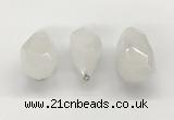 NGP9800 22*35mm - 25*40mm faceted nuggets white jade pendants