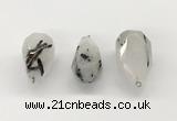 NGP9805 22*35mm - 25*40mm faceted nuggets black rutilated quartz pendants