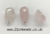 NGP9819 22*35mm - 25*40mm faceted nuggets rose quartz pendants