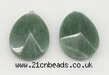 NGP9833 32*42mm - 35*45mm faceted nuggets green aventurine jade pendants