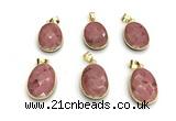 NGP9877 17*22mm faceted oval pink wooden jasper pendant