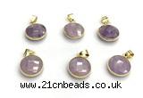 NGP9897 16mm faceted coin amethyst pendant