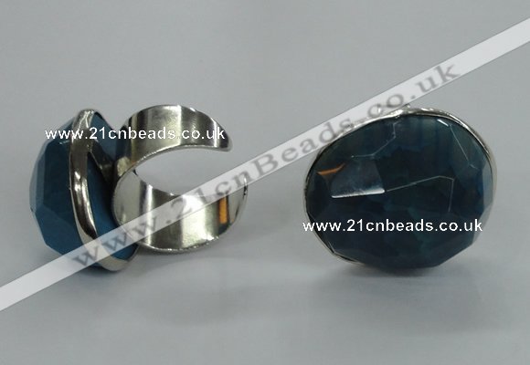 NGR04 18*25mm - 22*28mm faceted nuggets agate gemstone rings