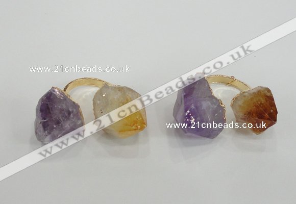 NGR102 13*18mm - 15*20mm faceted nuggets amethyst & citrine rings