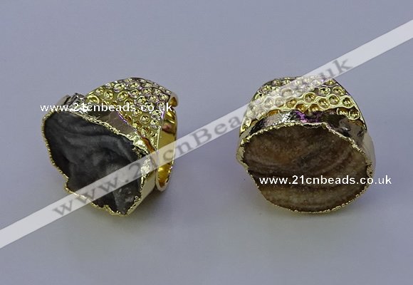 NGR1020 20*25mm - 25*35mm freeform druzy agate gemstone rings