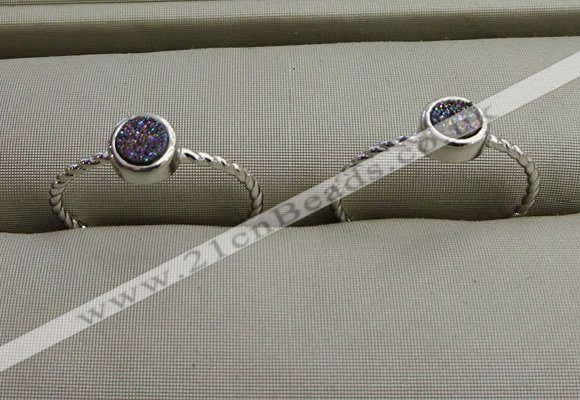 NGR1028 4mm coin plated druzy agate rings wholesale