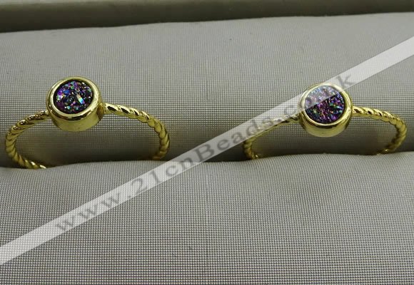 NGR1034 4mm coin plated druzy agate rings wholesale