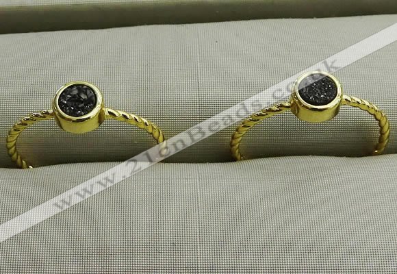 NGR1035 4mm coin plated druzy agate rings wholesale