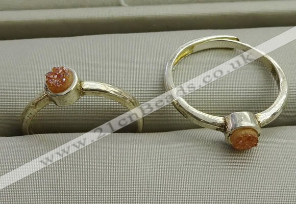 NGR1039 4mm coin plated druzy agate rings wholesale