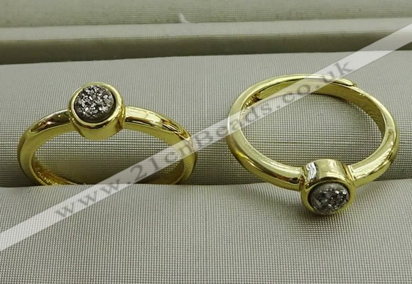 NGR1042 4mm coin plated druzy agate rings wholesale